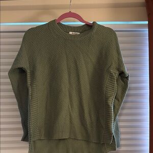 Madewell Green Crew Neck Sweater with Ribbed Details
